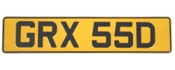 英国　ナンバープレート　GRX55D　(スチール製/イエロー)