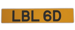 英国　ナンバープレート　LBL6D　(スチール製/イエロー)