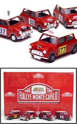 モンテカルロミニ優勝車4台セット (1964-1967),　小冊子付き